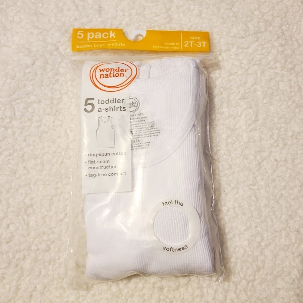 Wonder Nation White Toddler A-Shirts 5 Pack